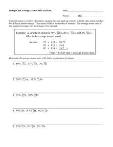 Isotopes and Average Atomic Mass and Ions  Name________________________________ Period_________Date___________________