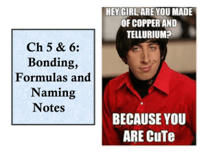 Ch 5 &amp; 6: Bonding, Formulas and Naming