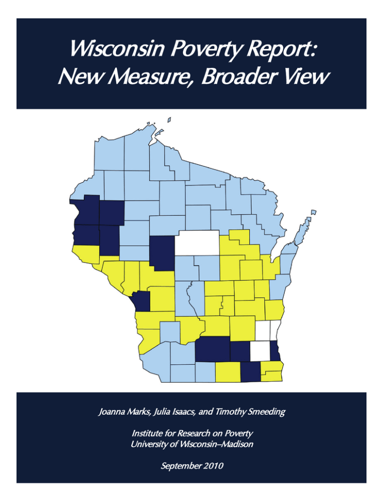 Wisconsin Poverty Report New Measure, Broader View