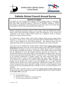 Catholic School Council Annual Survey Dufferin-Peel Catholic District School Board