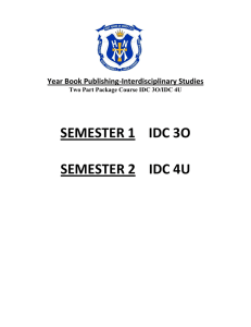 SEMESTER 1    IDC 3O  Year Book Publishing-Interdisciplinary Studies