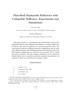 Thin-Shell Deployable Reﬂectors with Collapsible Stiﬀeners: Experiments and Simulations Lin Tze Tan