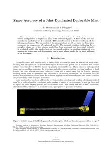 Shape Accuracy of a Joint-Dominated Deployable Mast O.R. Stohlman and S. Pellegrino