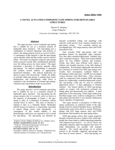 AIAA-2004-1528 A NOVEL ACTUATED COMPOSITE TAPE-SPRING FOR DEPLOYABLE STRUCTURES Abstract