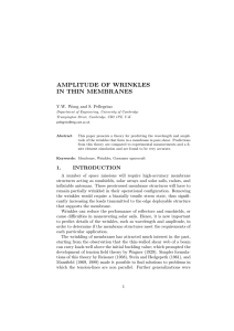 AMPLITUDE OF WRINKLES IN THIN MEMBRANES Y.W. Wong and S. Pellegrino
