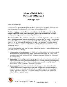 School of Public Policy University of Maryland Strategic Plan
