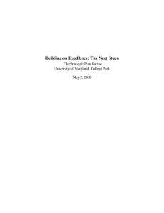 Building on Excellence: The Next Steps The Strategic Plan for the