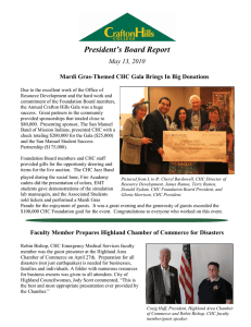 President’s Board Report May 13, 2010