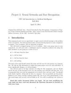 Project 3: Neural Networks and Face Recognition Fall 2014 April 15, 2014