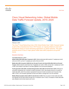 Cisco Visual Networking Index: Global Mobile –2020 Data Traffic Forecast Update, 2015