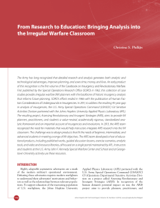 From Research to Education: Bringing Analysis into the Irregular Warfare Classroom