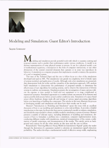 Modeling and Simulation: Guest Editor's  Introduction Suzette Sommerer