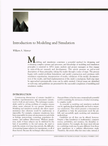 Introduction to Modeling and Simulation A. William Menner