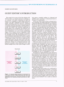 GUEST EDITOR'S INTRODUCTION ADVANCED MICROWAVE TECHNOLOGY-II