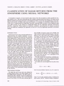 CLASSIFICATION  OF  RADAR  RETURNS  FROM ... IONOSPHERE  USING  NEURAL  NETWORKS