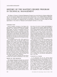 HISTORY  OF  THE  MASTER'S  DEGREE ... IN  TECHNICAL  MANAGEMENT