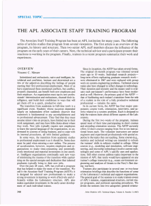 THE  APL  ASSOCIATE  STAFF  TRAINING ... SPECIAL  TOPIC _ _ _ _ _ _ _... _