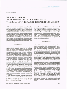 NEW  INITIATIVES IN  EXPANDING  HUMAN  KNOWLEDGE: ----------------------------------__________________ SPECIALTOPICS