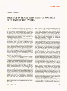 ROLES  OF  IN-HOUSE  R&amp;D  INSTITUTIONS ... FREE  ENTERPRISE  SYSTEM ------------__________________________________________ SPECIALTOPIC