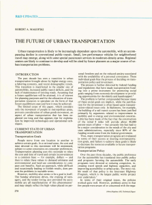 THE FUTURE OF URBAN TRANSPORTATION R&amp;DUPDATES ____________________________________________________ ___