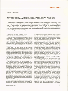 US ASTRONOMY,  ASTROLOGY,  PTOLEMY,  AND __________________________________________________________ SPECIALTOPICS