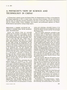 A  PHYSICIST'S  VIEW  OF  SCIENCE ... TECHNOLOGY  IN  CHINA 1