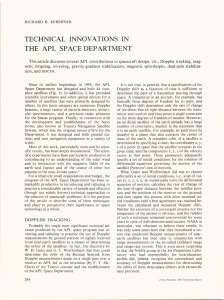 TECHNICAL  INNOVATIONS  IN THE  APL  SPACEDEPARTMENT