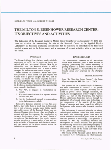 THE MILTON S.  EISENHOWER RESEARCH CENTER: ITS OBJECTIVES AND ACTIVITIES