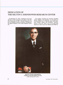 DEDICATION OF THE MILTON S.  EISENHOWER RESEARCH CENTER