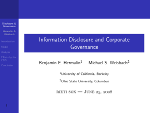 Information Disclosure and Corporate Governance Benjamin E. Hermalin Michael S. Weisbach