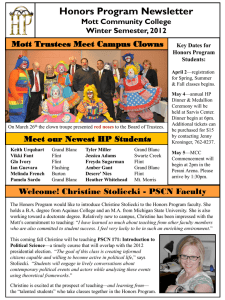 Honors Program Newsletter Mott Trustees Meet Campus Clowns Mott Community College