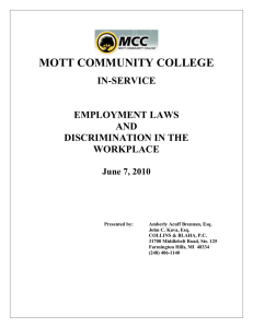 MOTT COMMUNITY COLLEGE IN-SERVICE EMPLOYMENT LAWS