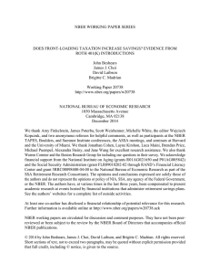 NBER WORKING PAPER SERIES DOES FRONT-LOADING TAXATION INCREASE SAVINGS? EVIDENCE FROM