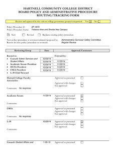 HARTNELL COMMUNITY COLLEGE DISTRICT BOARD POLICY AND ADMINISTRATIVE PROCEDURE ROUTING/TRACKING FORM