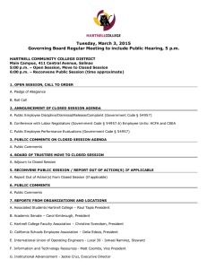 Tuesday, March 3, 2015 Governing Board Regular Meeting to include Public Hearing, 5 p.m.