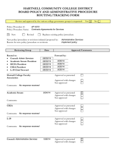 HARTNELL COMMUNITY COLLEGE DISTRICT BOARD POLICY AND ADMINISTRATIVE PROCEDURE ROUTING/TRACKING FORM