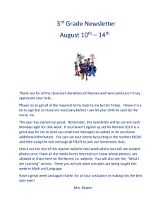 3 Grade Newsletter August 10 – 14