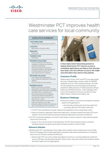 Westminster PCT improves health care services for local community EXECUTIVE SUMMARY
