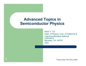 Advanced Topics in Semiconductor Physics