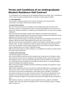 Terms and Conditions of an Undergraduate Student Residence Hall Contract