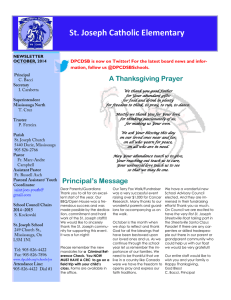 St. Joseph Catholic Elementary A Thanksgiving Prayer mation, follow us @DPCDSBSchools.