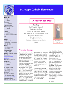 St. Joseph Catholic Elementary A Prayer for May