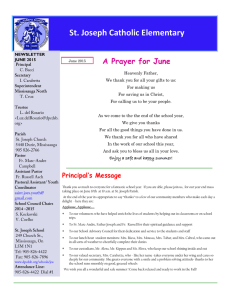 St. Joseph Catholic Elementary A Prayer for June