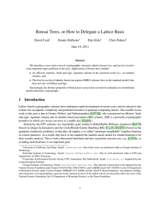 Bonsai Trees, or How to Delegate a Lattice Basis David Cash