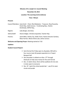 Minutes of St. Joseph S.S. Council Meeting November 20, 2012