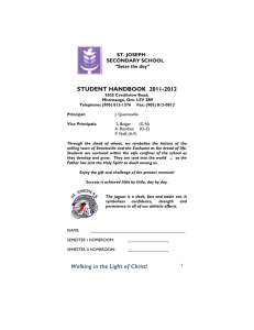 STUDENT HANDBOOK  2011-2012 ST. JOSEPH SECONDARY SCHOOL