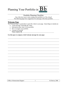Planning Your Portfolio in  Portfolio Planning Checklist  Welcome Page