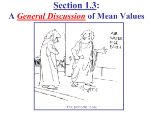 Section 1.3: A of Mean Values General Discussion