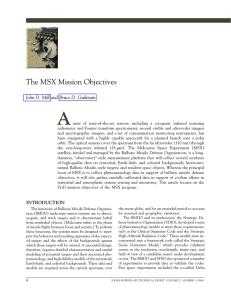 A The MSX Mission Objectives John D. Mill