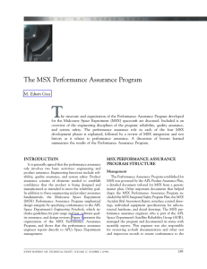 T The MSX Performance Assurance Program M. Edwin Goss